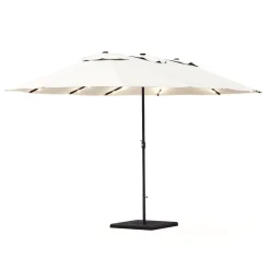 Doppel-Sonnenschirm OZE mit LED 460 x 270 cm weiss