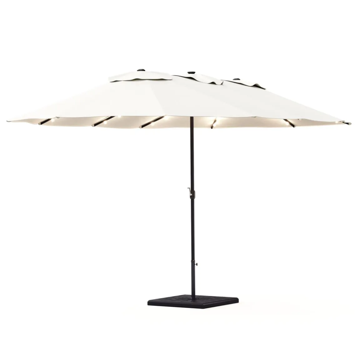 Doppel-Sonnenschirm OZE mit LED 460 x 270 cm weiss