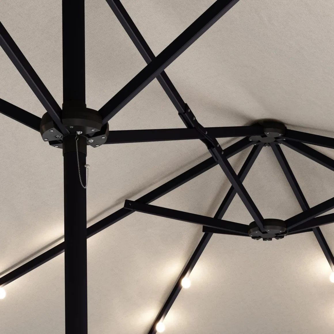 Doppel-Sonnenschirm OZE mit LED 460 x 270 cm weiss