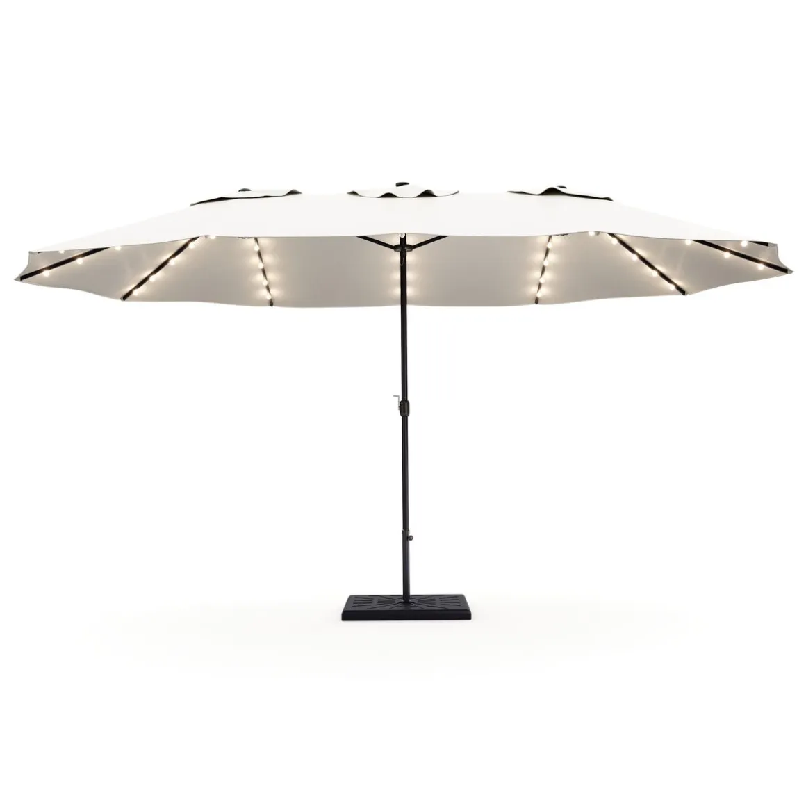Doppel-Sonnenschirm OZE mit LED 460 x 270 cm weiss