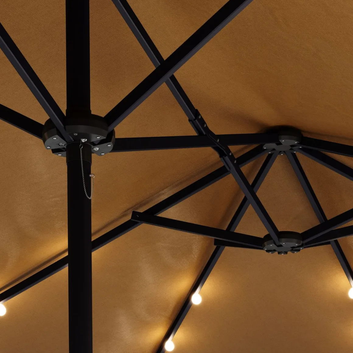 Doppel-Sonnenschirm OZE mit LED 460 x 270 cm braun
