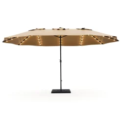 Doppel-Sonnenschirm OZE mit LED 460 x 270 cm braun