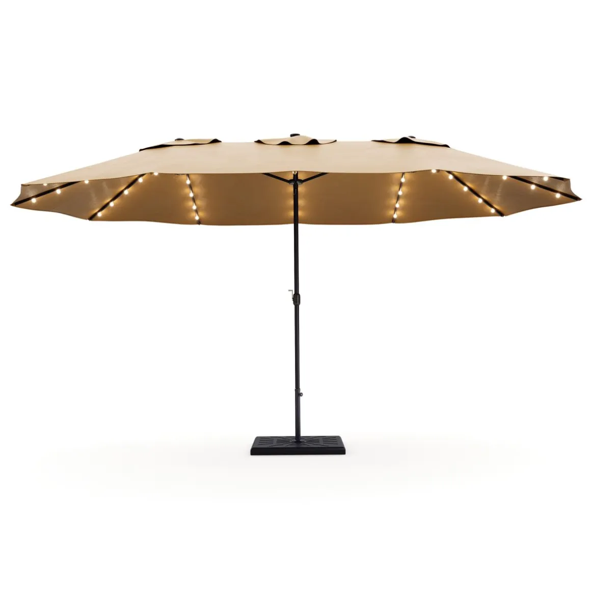Doppel-Sonnenschirm OZE mit LED 460 x 270 cm braun