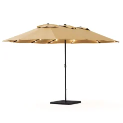 Doppel-Sonnenschirm OZE mit LED 460 x 270 cm braun