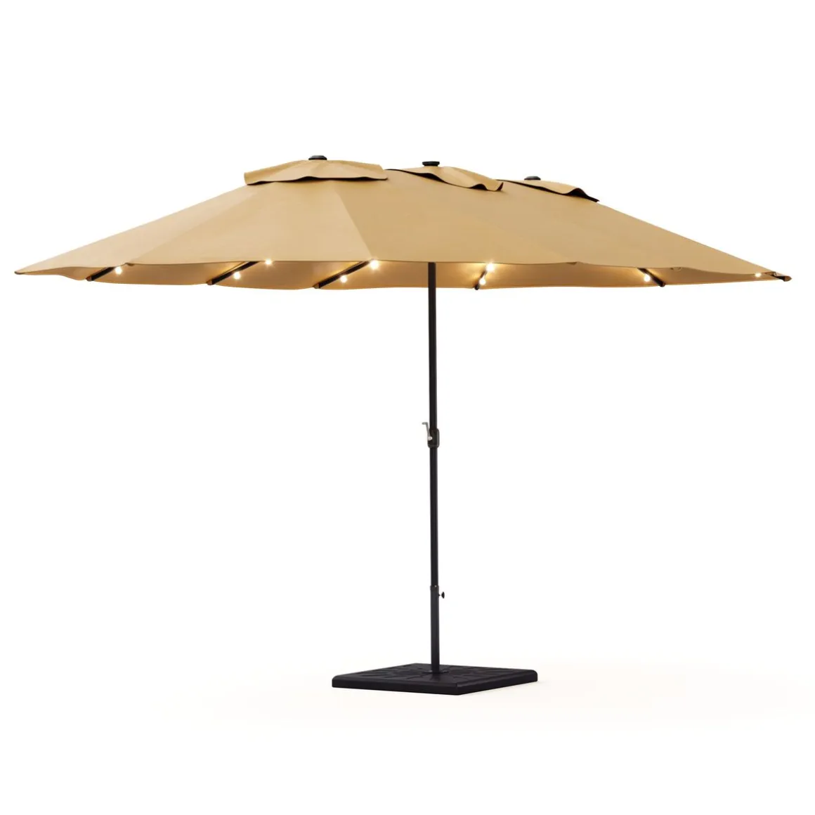 Doppel-Sonnenschirm OZE mit LED 460 x 270 cm braun