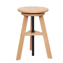 Drehstuhl Atelierhocker Holz höhenverstellbar natur