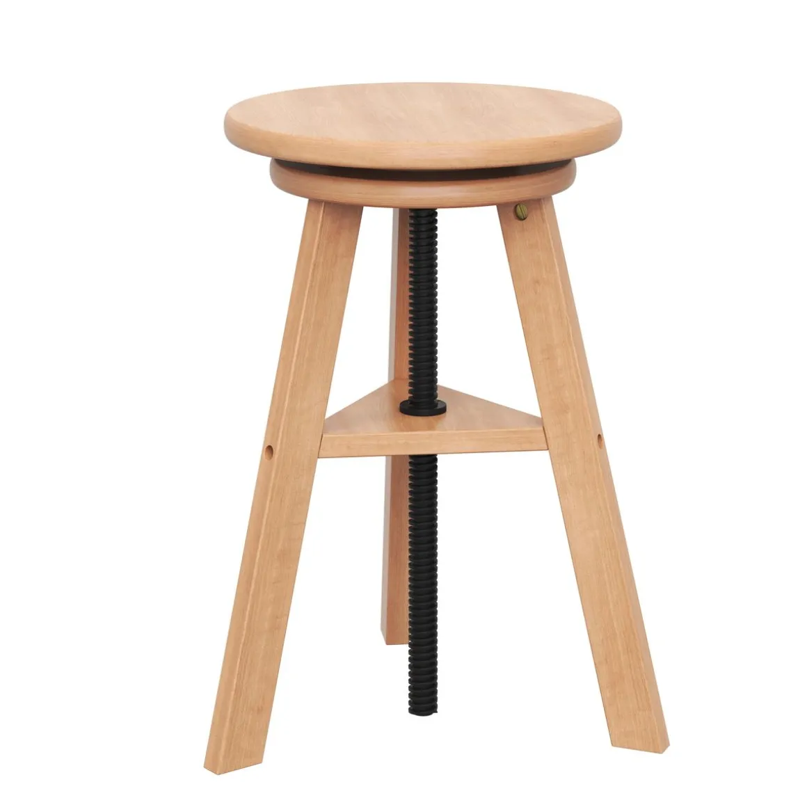 Drehstuhl Atelierhocker Holz höhenverstellbar natur