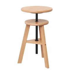 Drehstuhl Atelierhocker Holz höhenverstellbar natur