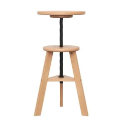 Drehstuhl Atelierhocker Holz höhenverstellbar natur