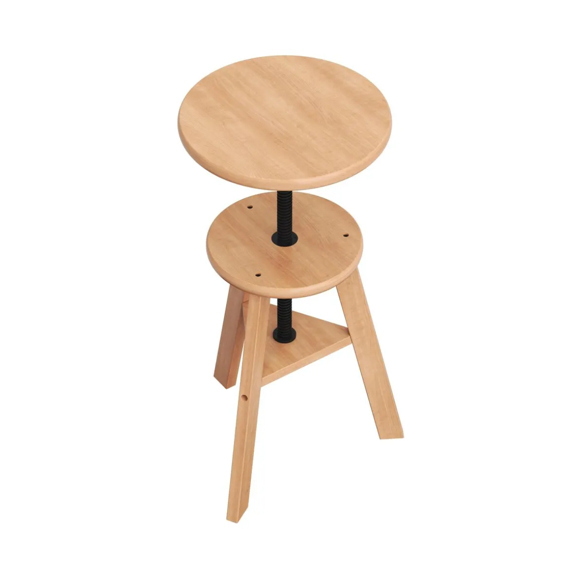 Drehstuhl Atelierhocker Holz höhenverstellbar natur