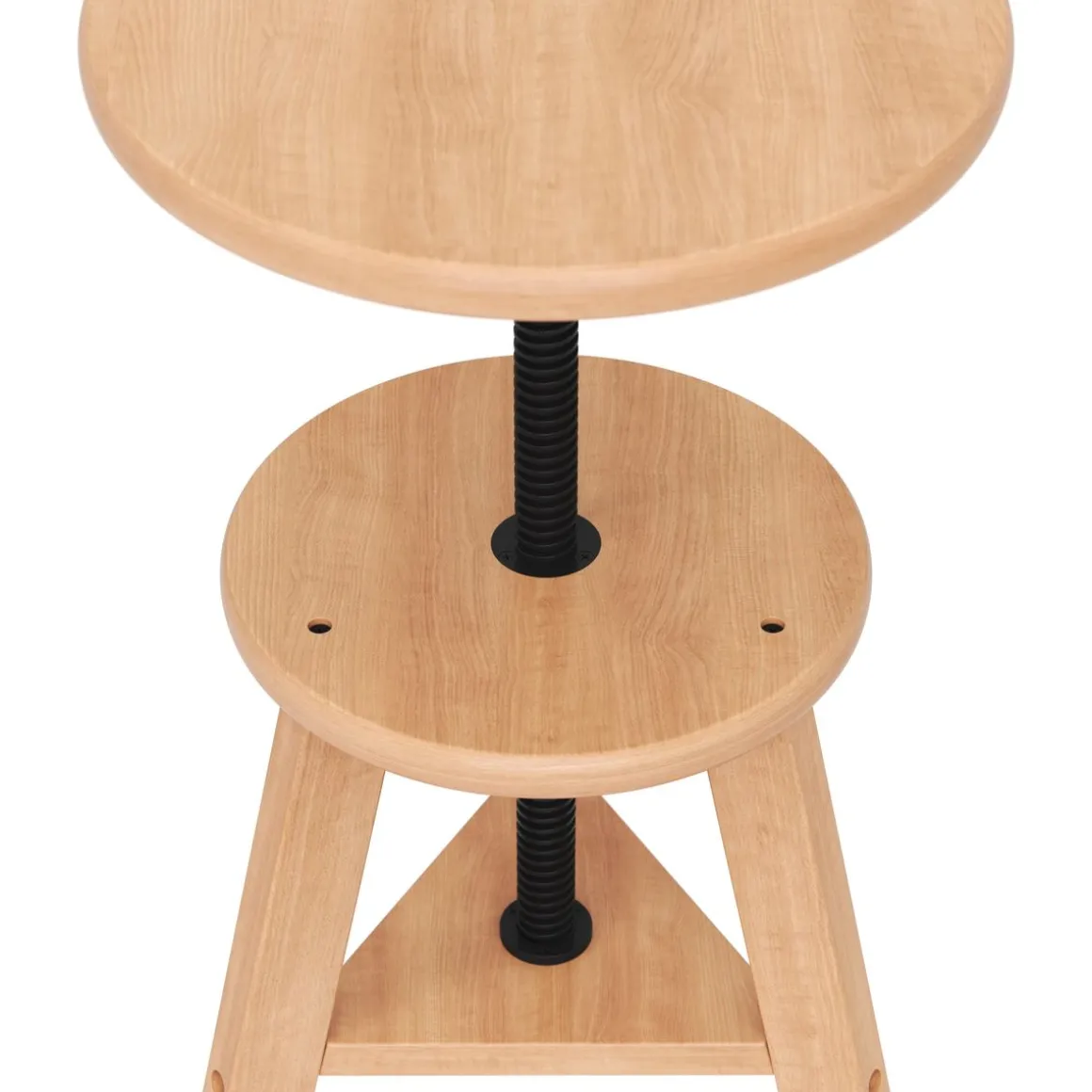 Drehstuhl Atelierhocker Holz höhenverstellbar natur