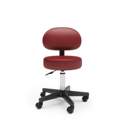 Drehstuhl Rollhocker mit Rückenlehne rot