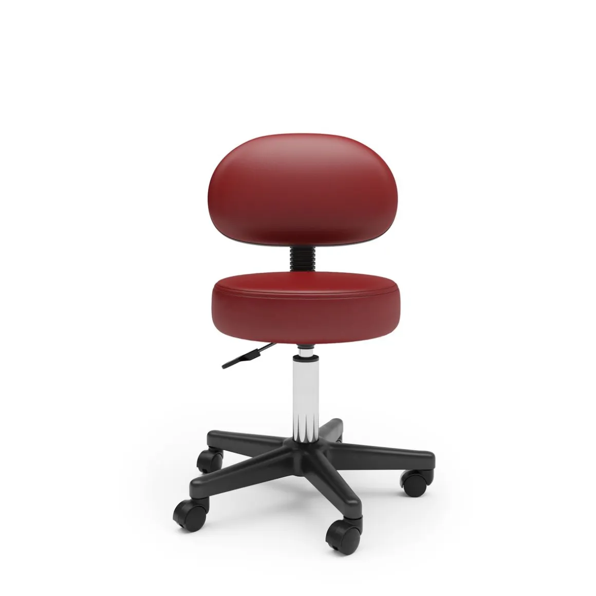 Drehstuhl Rollhocker mit Rückenlehne rot