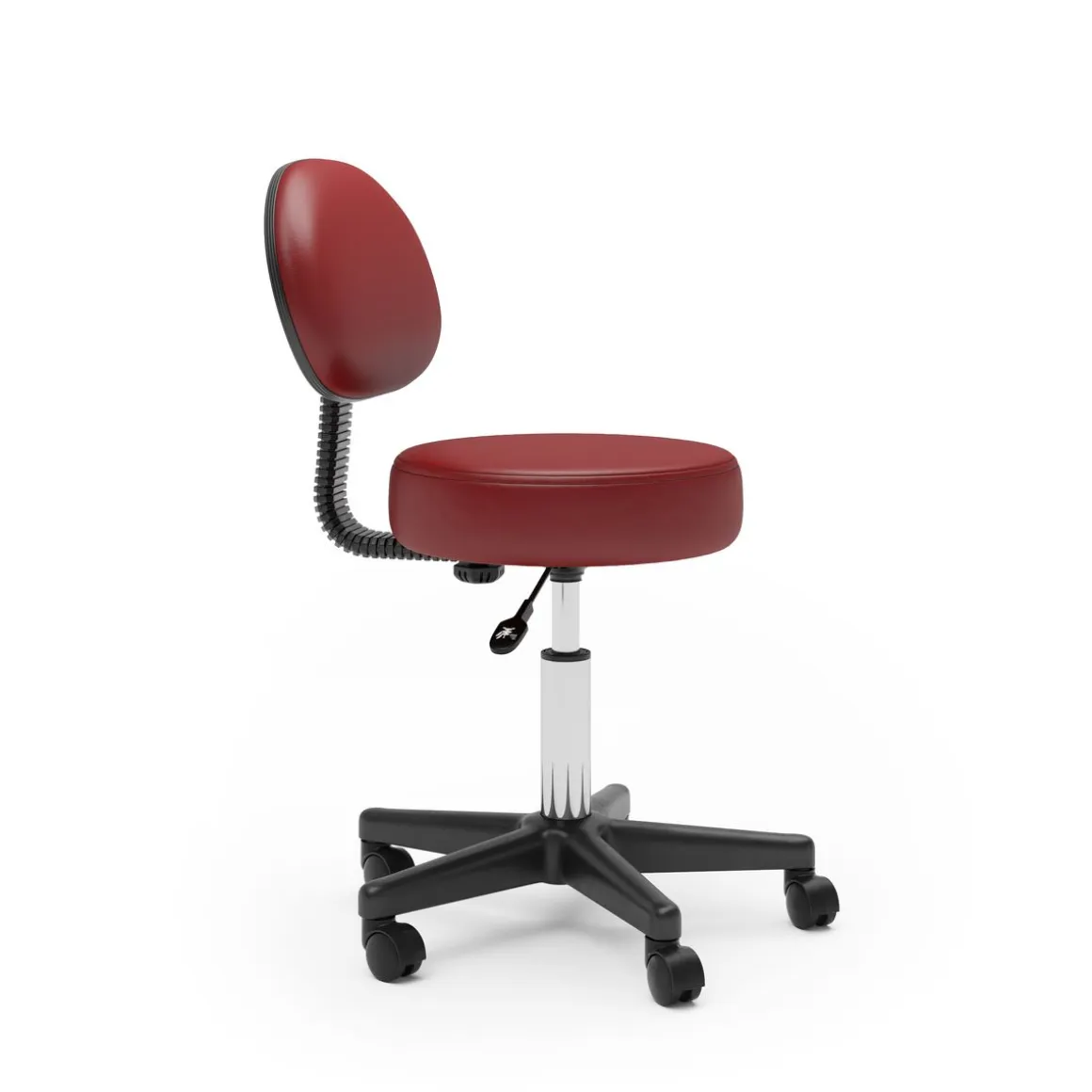 Drehstuhl Rollhocker mit Rückenlehne rot