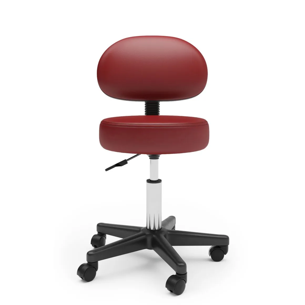 Drehstuhl Rollhocker mit Rückenlehne rot