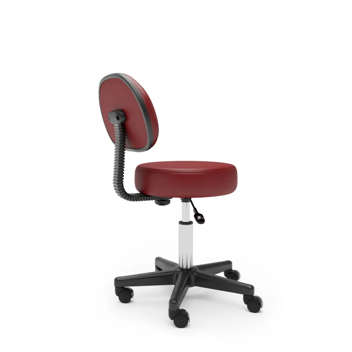 Drehstuhl Rollhocker mit Rückenlehne rot