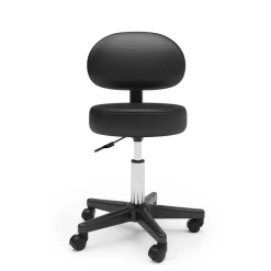 Drehstuhl Rollhocker mit Rückenlehne schwarz