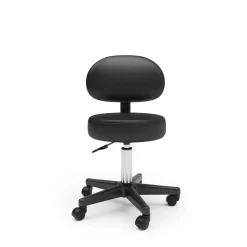Drehstuhl Rollhocker mit Rückenlehne schwarz