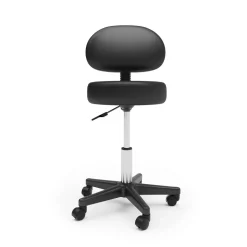 Drehstuhl Rollhocker mit Rückenlehne schwarz