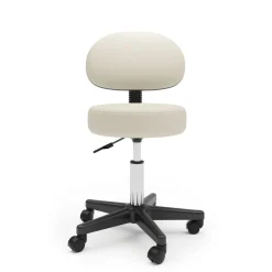 Drehstuhl Rollhocker mit Rückenlehne beige