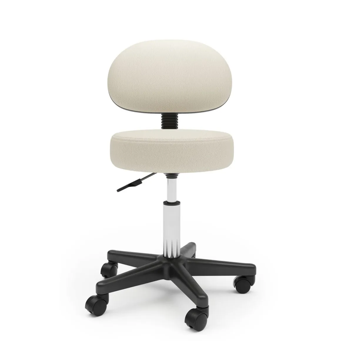 Drehstuhl Rollhocker mit Rückenlehne beige