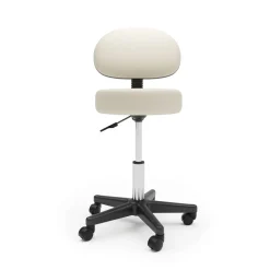 Drehstuhl Rollhocker mit Rückenlehne beige