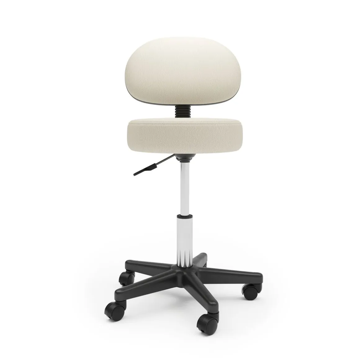 Drehstuhl Rollhocker mit Rückenlehne beige