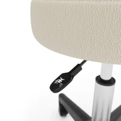 Drehstuhl Rollhocker mit Rückenlehne beige