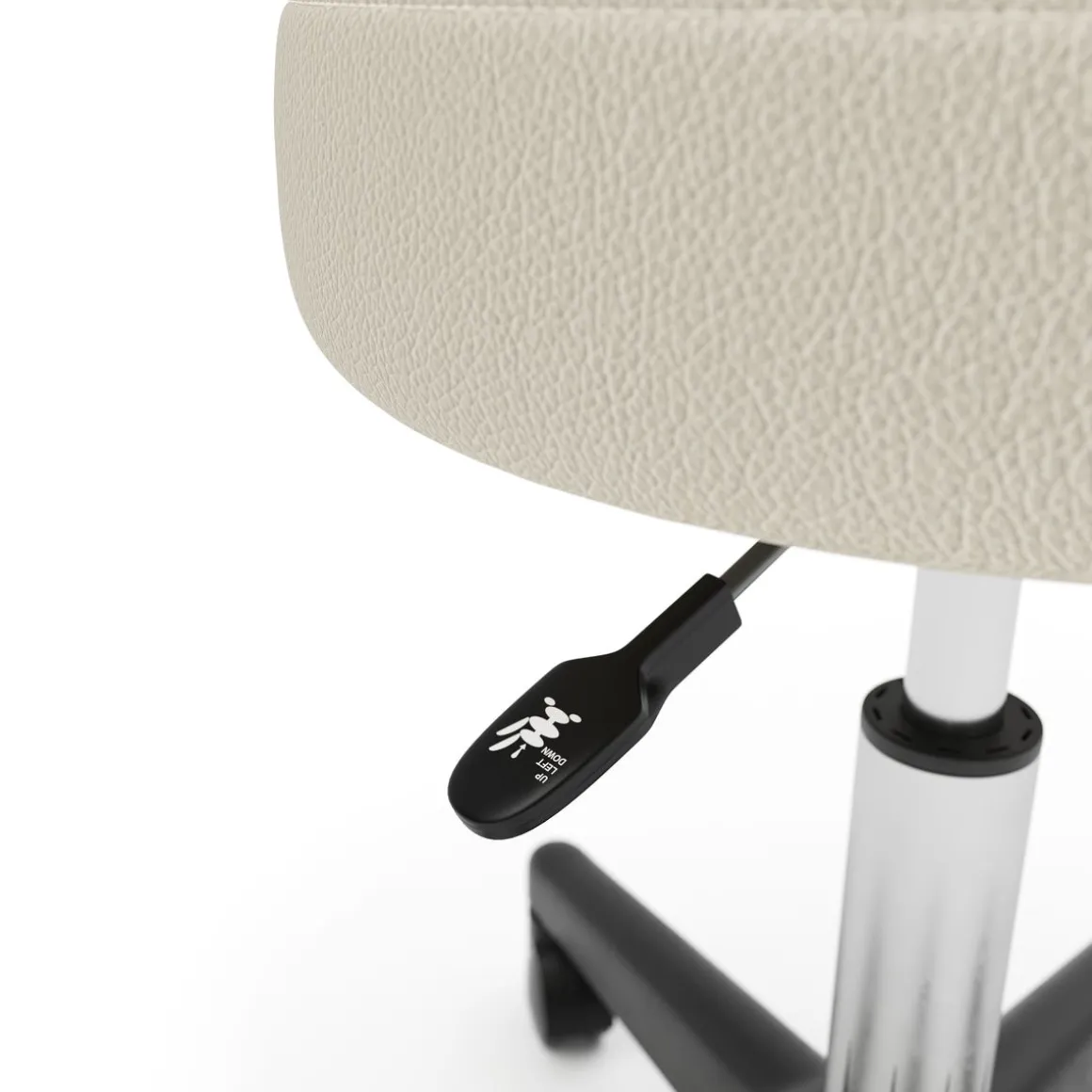 Drehstuhl Rollhocker mit Rückenlehne beige