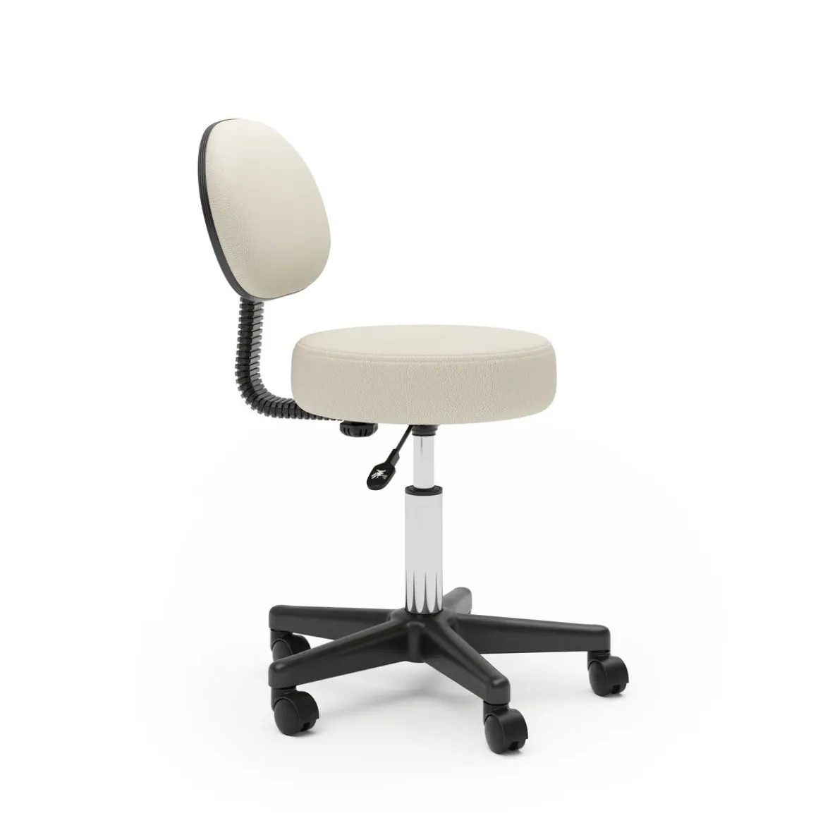 Drehstuhl Rollhocker mit Rückenlehne beige