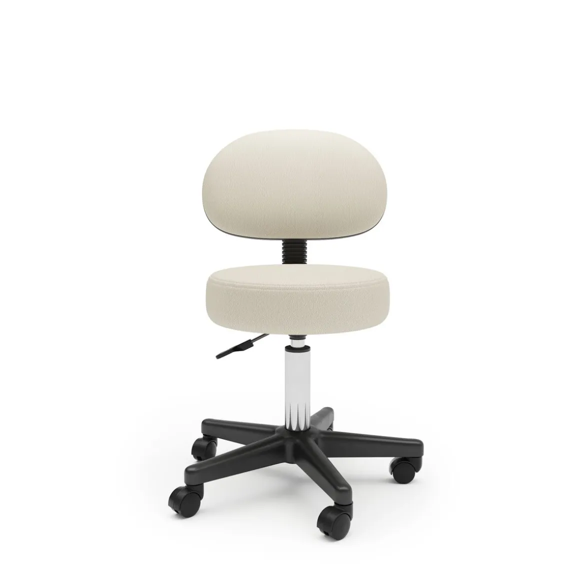 Drehstuhl Rollhocker mit Rückenlehne beige