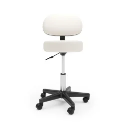 Drehstuhl Rollhocker mit Rückenlehne weiss