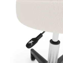 Drehstuhl Rollhocker mit Rückenlehne weiss