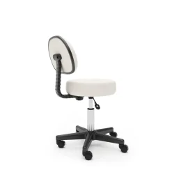 Drehstuhl Rollhocker mit Rückenlehne weiss