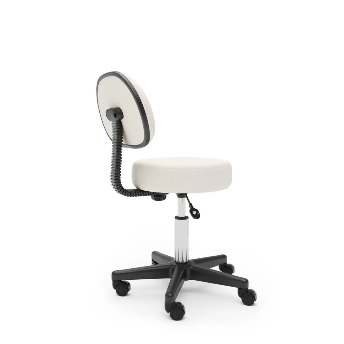 Drehstuhl Rollhocker mit Rückenlehne weiss