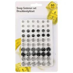 Druckknöpfe Set 60-teilig schwarz/silber
