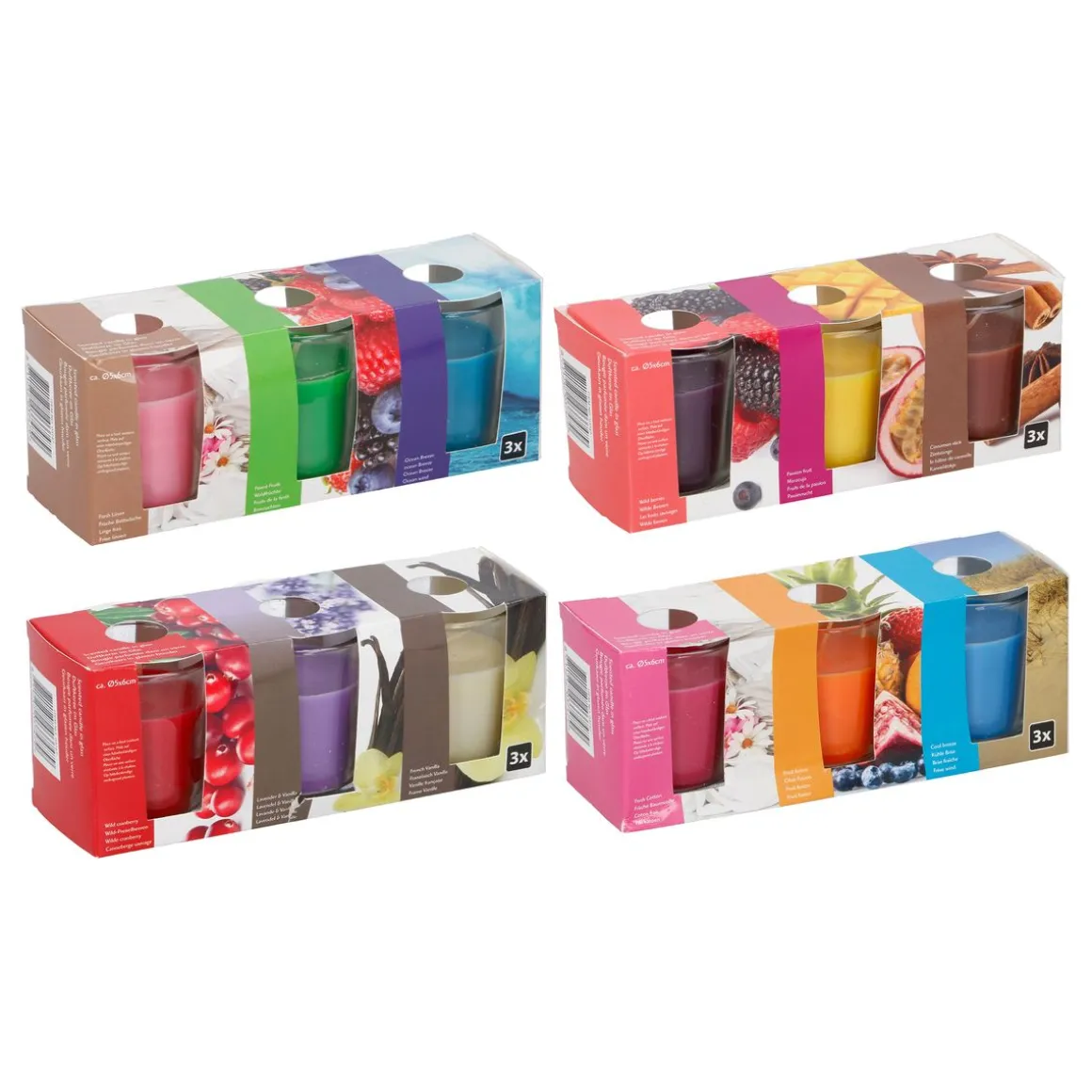 Duftkerze Set 3-teilig 5 x 6 cm bunt