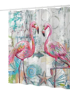Duschvorhang 180 x 210 cm Flamingo