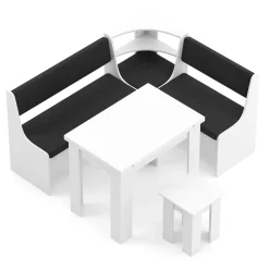 Eckbankgruppe CORNELIA 3-teilig weiss/schwarz