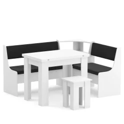 Eckbankgruppe CORNELIA 3-teilig weiss/schwarz