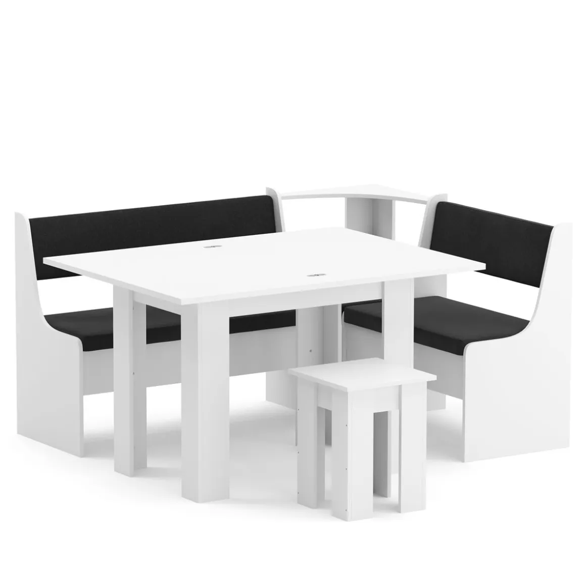 Eckbankgruppe CORNELIA 3-teilig weiss/schwarz