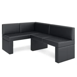 Eckbank Leder ERIKA 205 x 140 cm links schwarz