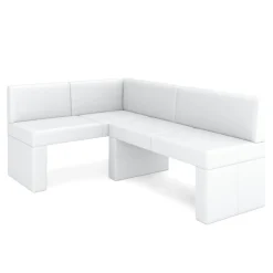 Eckbank Leder ERIKA 205 x 140 cm links weiss