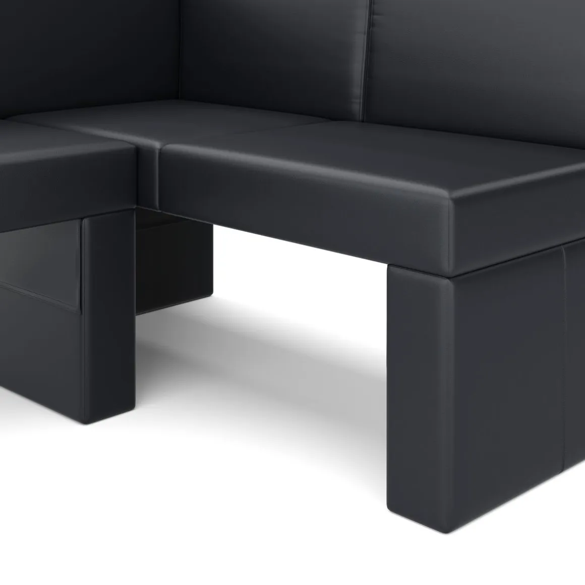 Eckbank Leder ERIKA 205 x 140 cm rechts schwarz