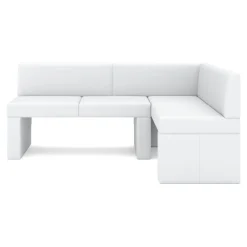 Eckbank Leder ERIKA 205 x 140 cm rechts weiss