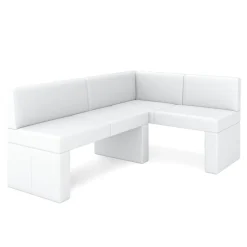 Eckbank Leder ERIKA 205 x 140 cm rechts weiss