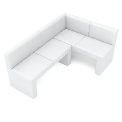 Eckbank Leder ERIKA 205 x 140 cm rechts weiss