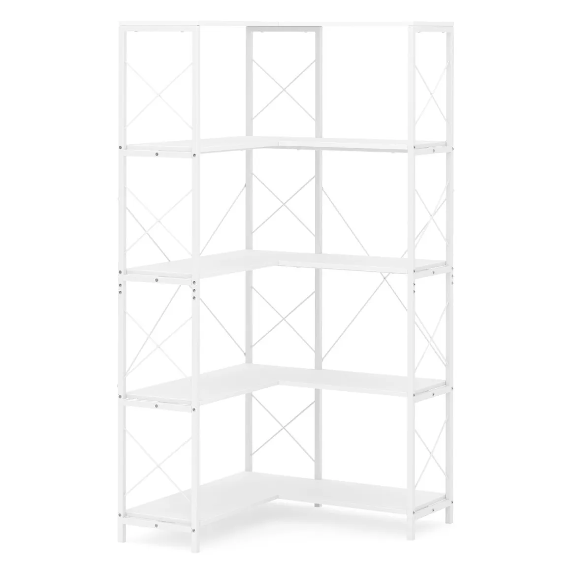 Eckregal AGATA mit 5 Ebenen 100 x 167 cm weiss