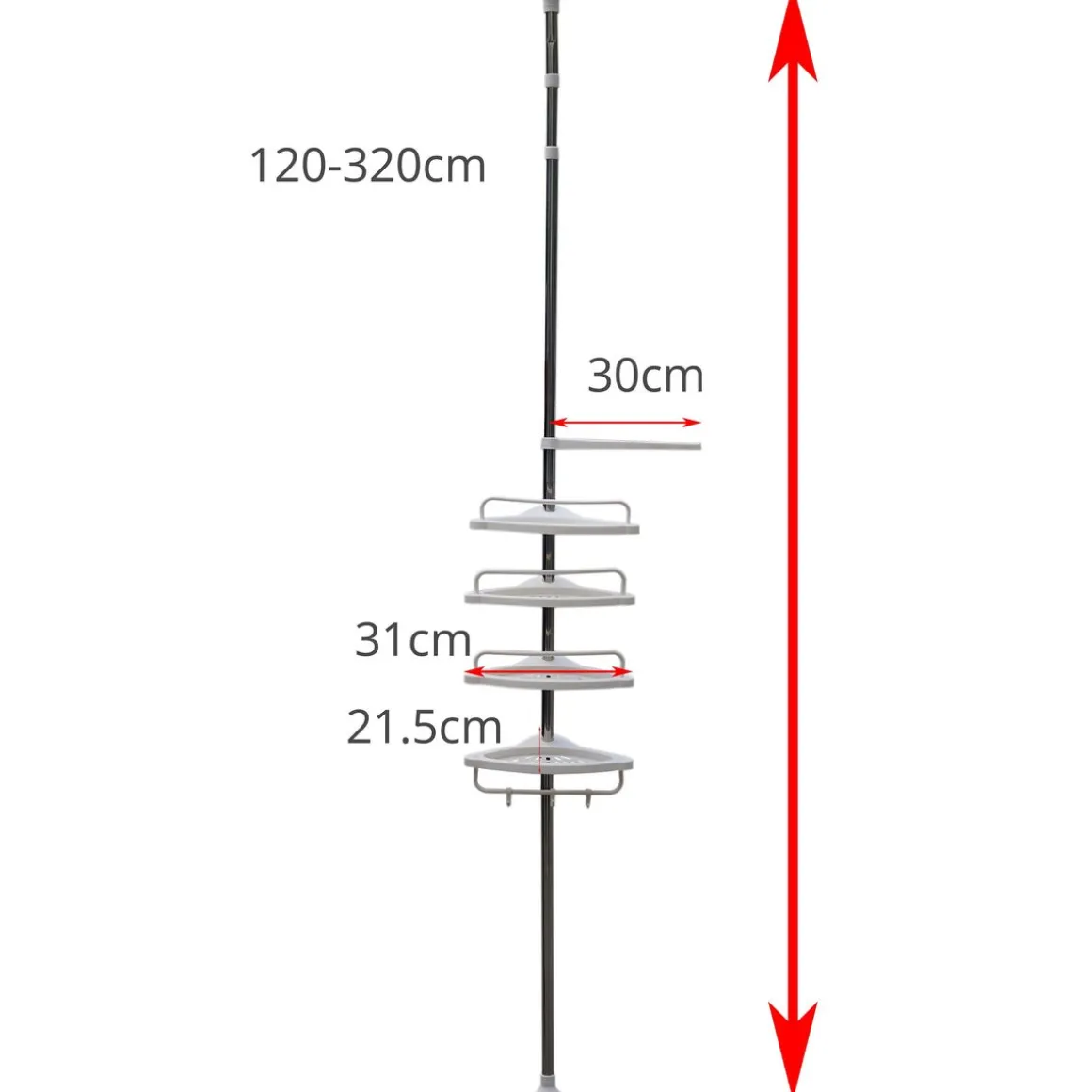 Eckregal Duschablage 120-320 cm weiss