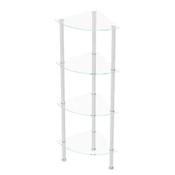 Eckregal Glas mit 4 Ebenen 30 x 108 cm silber